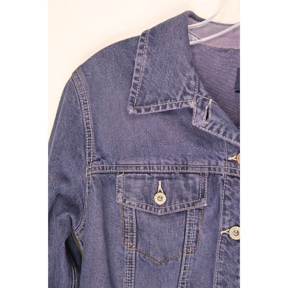 GAP Blue Denim Trucker Jean Jacket Dark Wash Cotton Women's Size XS Extra Small - Picture 2 of 13